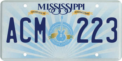 MS license plate ACM223