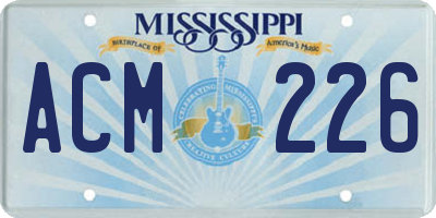 MS license plate ACM226