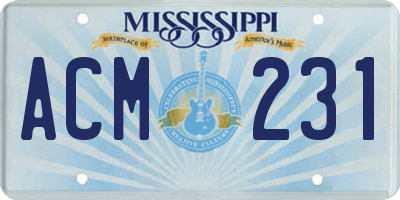 MS license plate ACM231