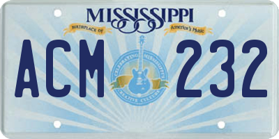 MS license plate ACM232