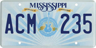 MS license plate ACM235