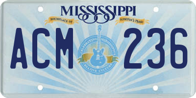 MS license plate ACM236