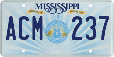 MS license plate ACM237
