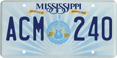 MS license plate ACM240