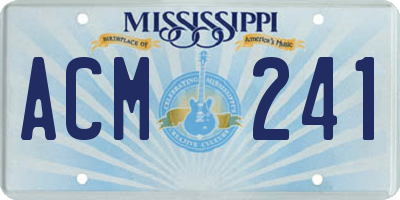 MS license plate ACM241