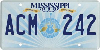MS license plate ACM242