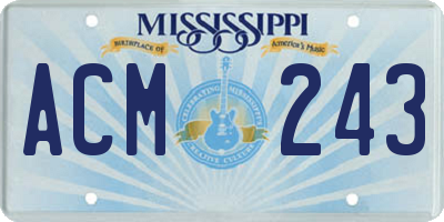 MS license plate ACM243