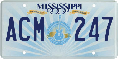 MS license plate ACM247