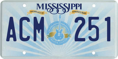MS license plate ACM251