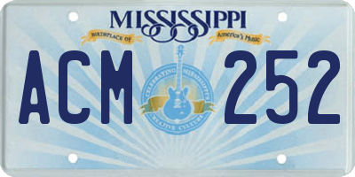 MS license plate ACM252
