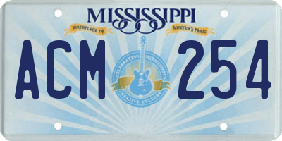 MS license plate ACM254