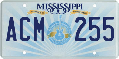 MS license plate ACM255