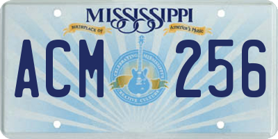 MS license plate ACM256