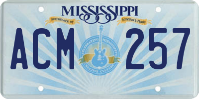 MS license plate ACM257