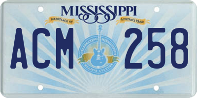 MS license plate ACM258