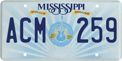 MS license plate ACM259