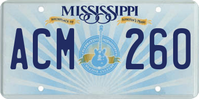 MS license plate ACM260