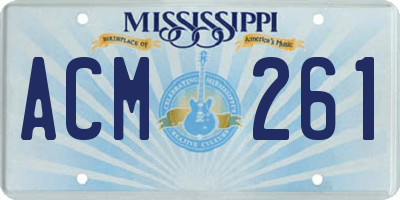 MS license plate ACM261