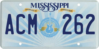 MS license plate ACM262