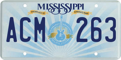 MS license plate ACM263