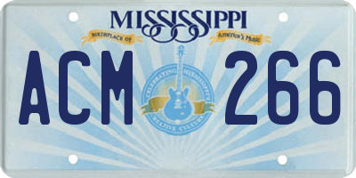 MS license plate ACM266