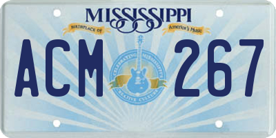 MS license plate ACM267