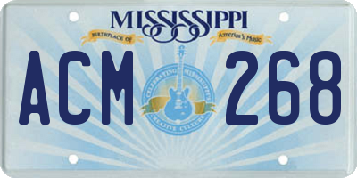 MS license plate ACM268