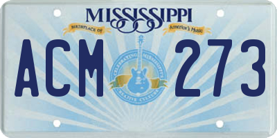 MS license plate ACM273