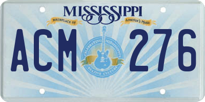 MS license plate ACM276