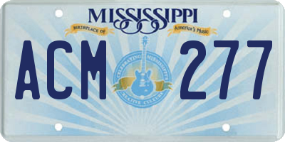 MS license plate ACM277