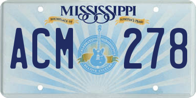 MS license plate ACM278