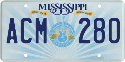 MS license plate ACM280