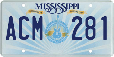 MS license plate ACM281