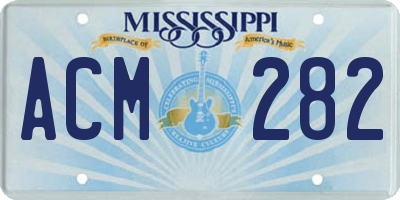 MS license plate ACM282