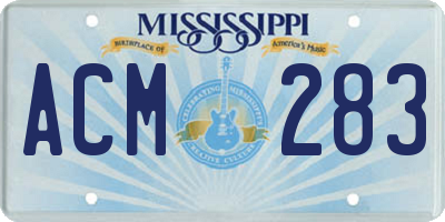 MS license plate ACM283