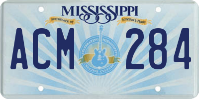 MS license plate ACM284