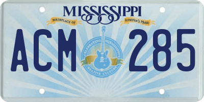 MS license plate ACM285