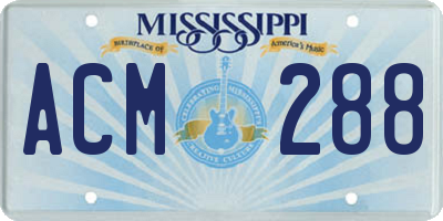 MS license plate ACM288