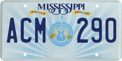 MS license plate ACM290
