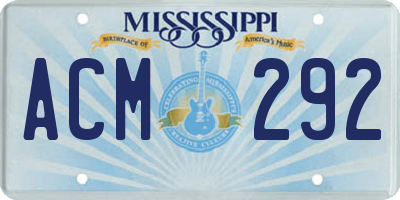 MS license plate ACM292