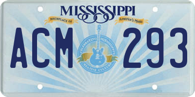 MS license plate ACM293