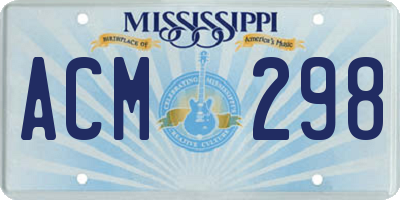 MS license plate ACM298