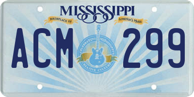 MS license plate ACM299