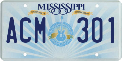 MS license plate ACM301