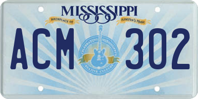 MS license plate ACM302