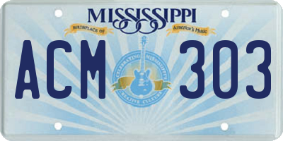 MS license plate ACM303