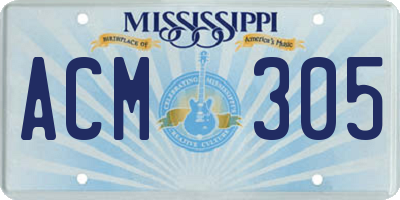 MS license plate ACM305