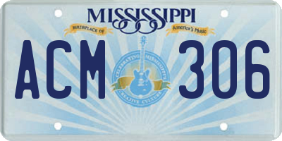 MS license plate ACM306