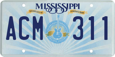MS license plate ACM311