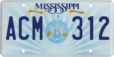 MS license plate ACM312